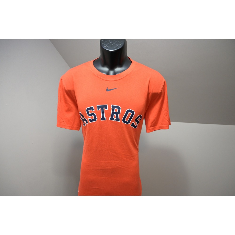 Nike Houston Astros T-Shirt Mens Large Orange Dri-FIT MLB Graphic Tee Excellent